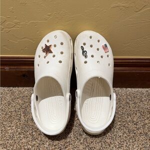 White Crocs with Charms